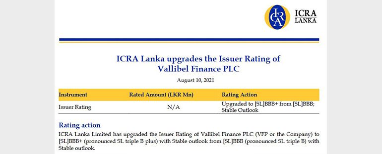ICRA Lanka upgrades the Issuer